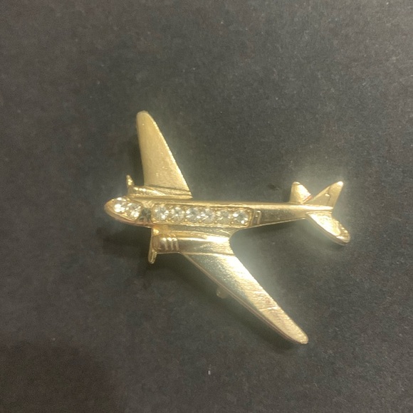 Airplane Brooch w/ Bling - Picture 1 of 6